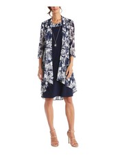 R&M RICHARDS Womens Navy Sleeveless Knee Length Wear To Work Shift Dress 6