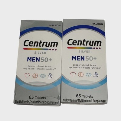 Lot of 2 Centrum Silver Men 50+ Multivitamin 65 Tablets Heart Brain Eye Muscle
