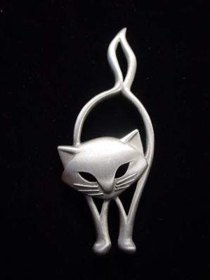 ''JJ'' Jonette Jewelry Silver Pewter 'Large Outlined SIAMESE Cat' Pin