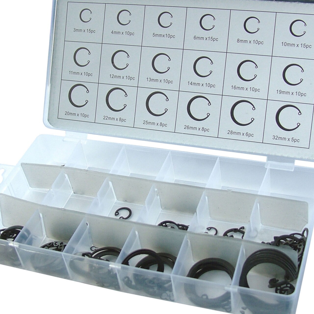 180pc Circlip Set Internal Circlips Snap Ring Assortment Set Retaining UK P&P