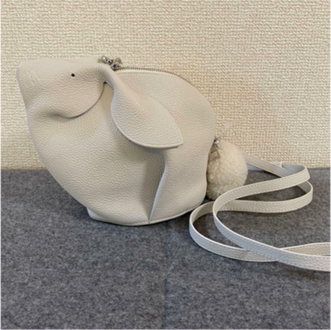 Loewe Bunny Mini Shoulder Bag White Leather Silver Hardware Ladies
