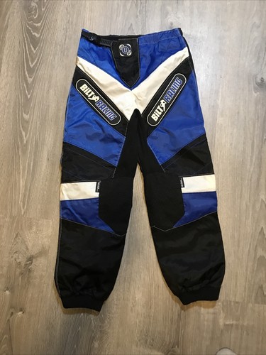Bilt Racing Dirt Bike Pants Blue Black and White With KevLar Size -12T/14T