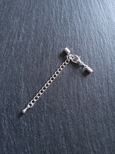 5 Silver Plated Crimp End Sets for 2mm to 2.5mm Cord Necklaces with Extender UK - Picture 5 of 7