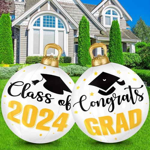 2Pcs Graduation Party Decorations Giant Inflatable Ball 24Inch Congrats Grad ...