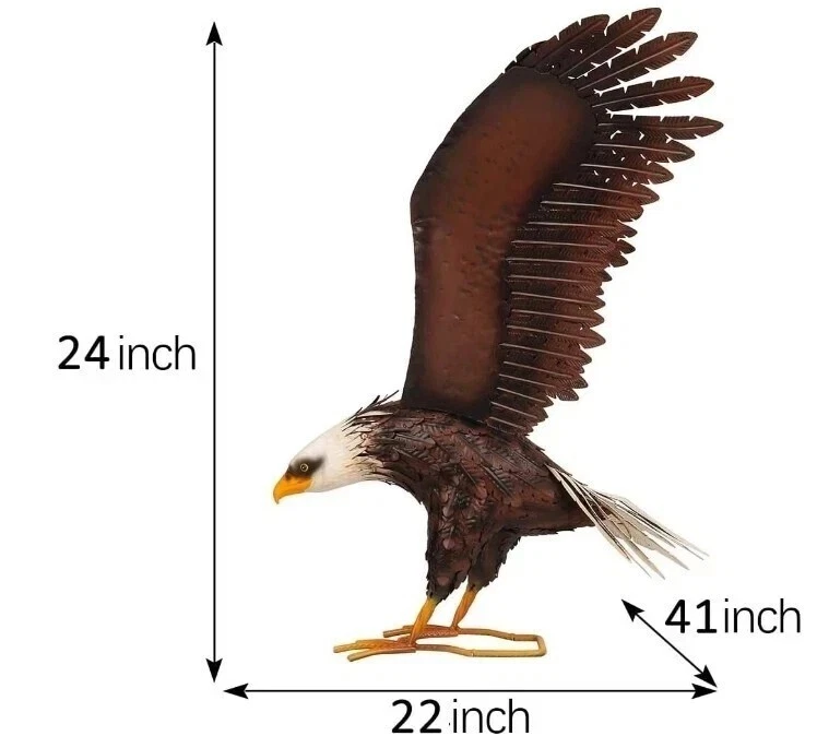 American Bald Eagle Large Outdoor Metal Statue Lawn Sculpture Garden Yard Art - Image 4 of 4