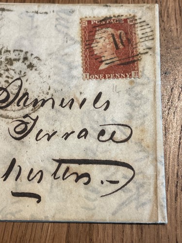 PENNY RED POSTAL HISTORY COVER WITH CLEAN STAMP AND LETTER MANCHESTER 1856 - Picture 2 of 5