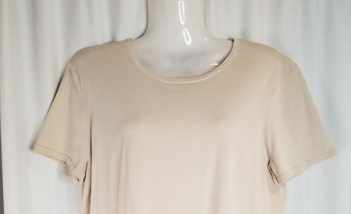 Jones New York Women's Knit Top Silk Blend Beige Size Large
