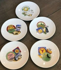 Set of 5 Hoffritz FLORENCE Gensac Limoges France Porcelain CHEESE SNACK Plates 