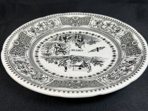 VTG GIEN France Black Rebus Picture Puzzle 7.75" Plate Transferware No 4 Rare - Picture 17 of 23