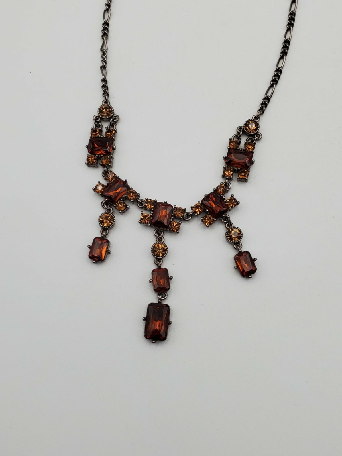 Multi shape Rhinestone dangle drop chain necklace… - image 3