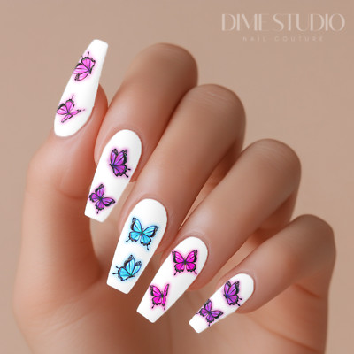 Airbrush Butterfly Nail Decals Water Transfer Overlay