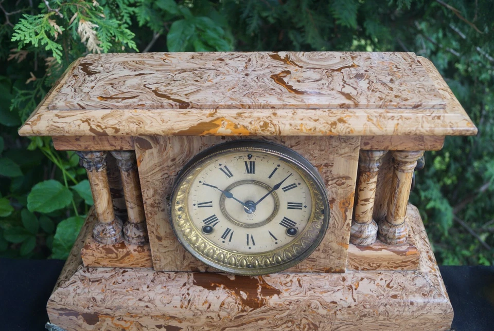 Antiguo Reloj Manto Adamantino Onxy Mexicano C 1910 Seth Thomas - TODO ORIGINAL Foto 2 de 4