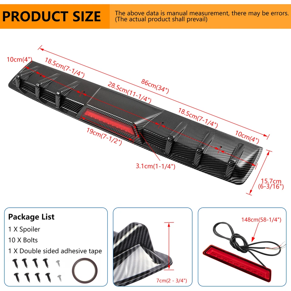 For Toyota Corolla Lower Rear Bumper Diffuser Lip with LED Tail Brake Stop Light - Image 2 of 4