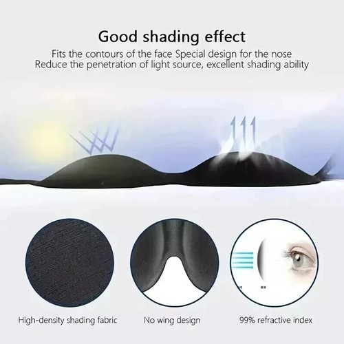 2 Pack Travel 3D Eye Mask Sleep Soft Padded Shade Cover Rest Relax Blindfold - Picture 5 of 9