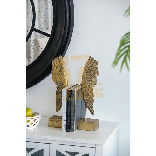 10x4x20" Wing Bookends Gold Indoor Outdoor Home Decor Tabletop Decoration - Picture 13 of 17