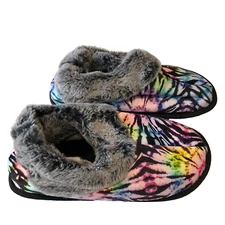Joinfree Slippers Womens Size 7-8M Multicolor Fuzzy Faux Fur