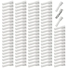  100 Pack 30mm Small Plain Flat Silver Duckbill Alligator Metal Hair Clips 
