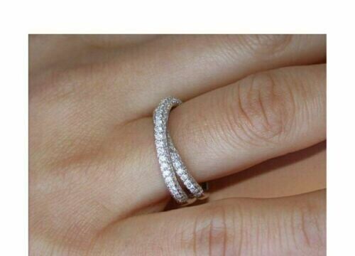 2Ct Round Cut Lab Created Diamond Band Women's Ring 14k White Gold Plated - Bild 7 von 7