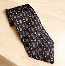 Lands End 100 % Silk Neck Tie Blue Duck Print ~ Quiet Luxury Made in USA