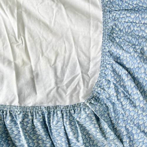 Vintage CROSCILL Victorian Shabby Impressionist Style Twin Bed Skirt Ruffle Blue