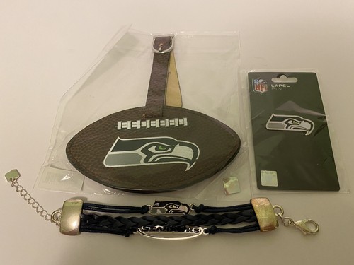 Seattle Seahawks pin luggage tag bracelet lot NFL