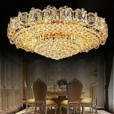 Modern K9 Crystal Gold Chandelier Flush Mount LED Ceiling Lamp Light Fixture