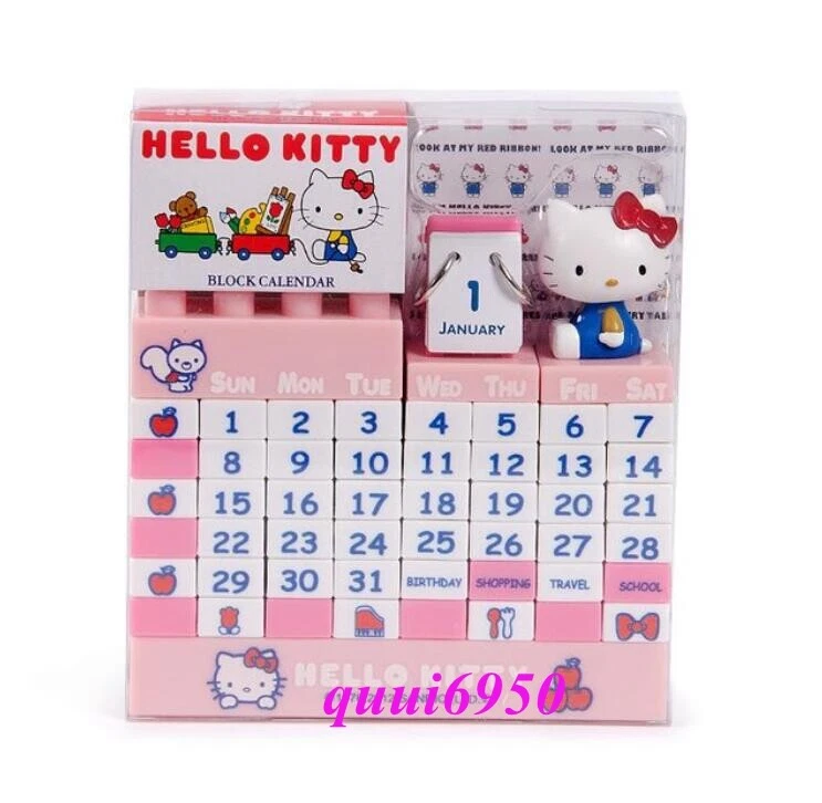 Cute Girl Gift Pink Hello Kitty Block Calendar Birthday Festival Room Desk  Decor | eBay