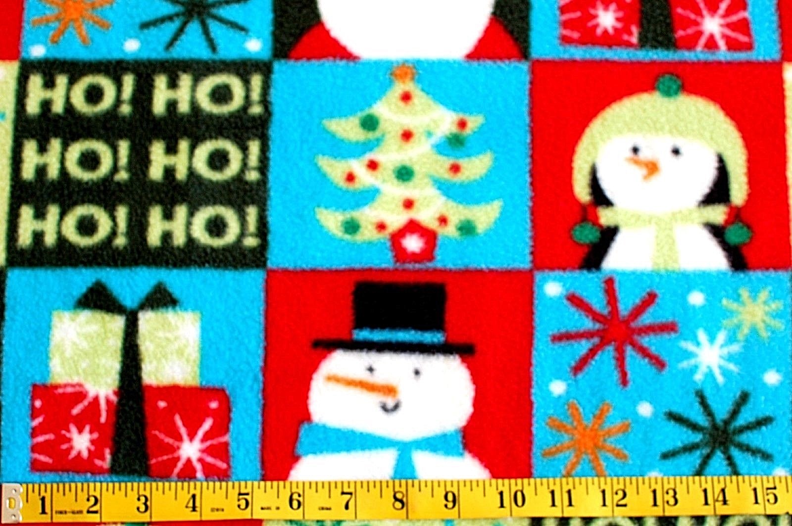 BTY*HOLIDAY*SANTA*PATCHES*SNOWMAN*SNOWFLAKES CHRISTMAS FLEECE FABRIC