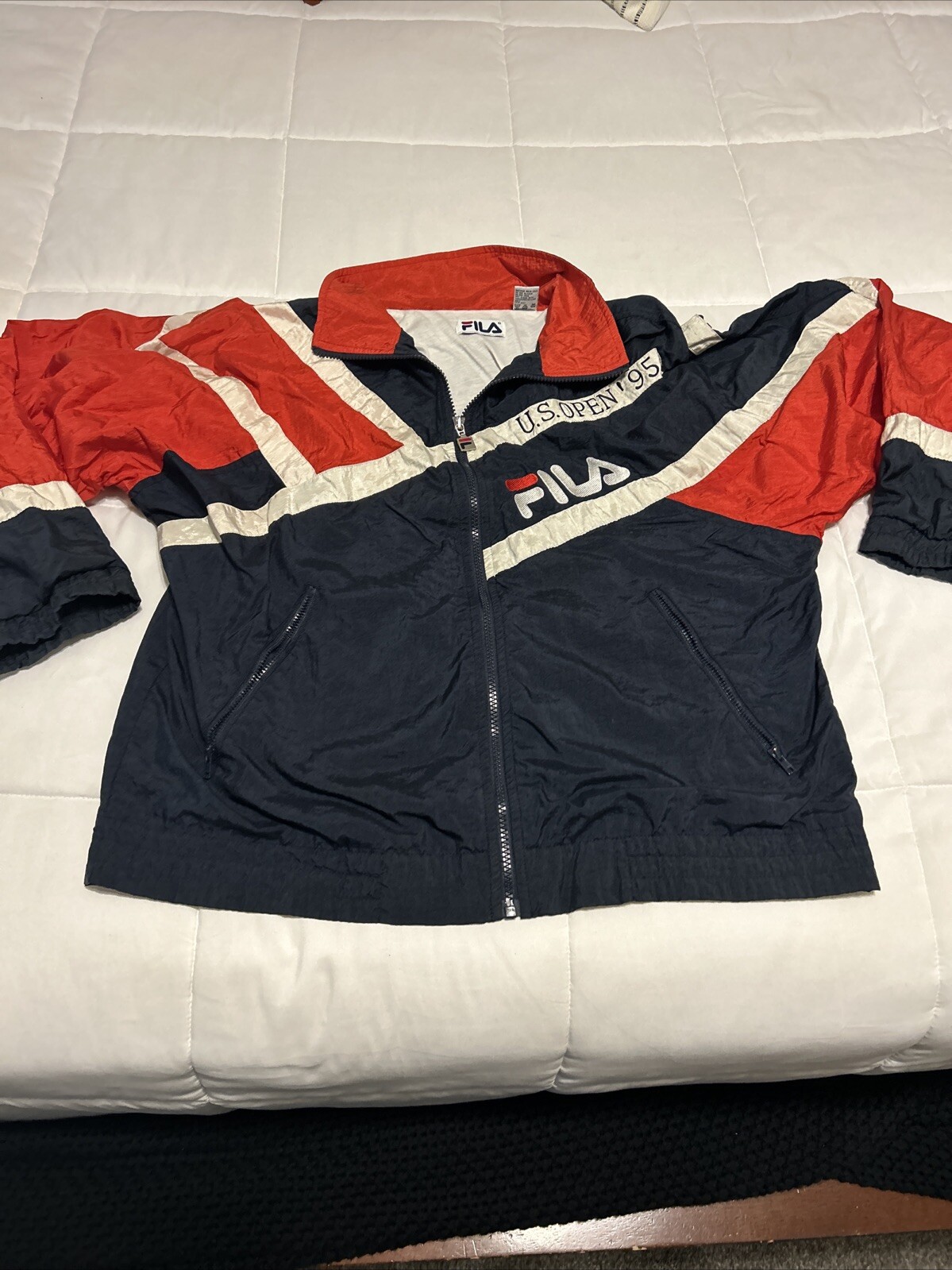 Giacca a vento vintage Fila uomo taglia media tennis US Open 1995 colorblock