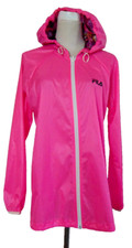 FILA SPORT WOMENS PINK POLYESTER HOODED WINDBREAKER RAIN JACKET FLORAL LINED S