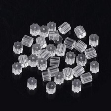 Earring Backs - Clear Plastic Ear Nuts in handy container, 3x3mm Appx 490pcs