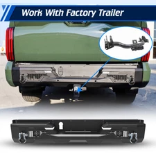 Heavy Duty Steel Rear Bumper For 2022 2023 24- 25 Toyota Tundra w/LED Pod Light