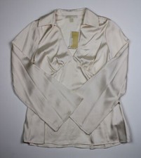 ¡NUEVO! Blusa satinada MICHAEL Michael Kors para mujer con cuello en V con logotipo nueva con etiquetas $110