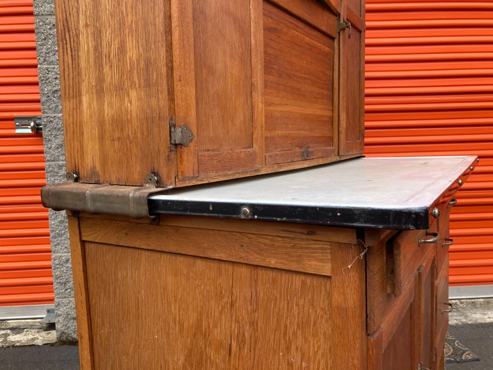 Большой антикварный кухонный клатч, винтажный, пекарня, эмалированный прилавок. - Изображение 4 из 4