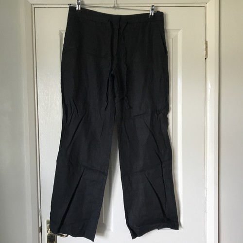 Ladies Tu Black Linen Trousers Size 12R 