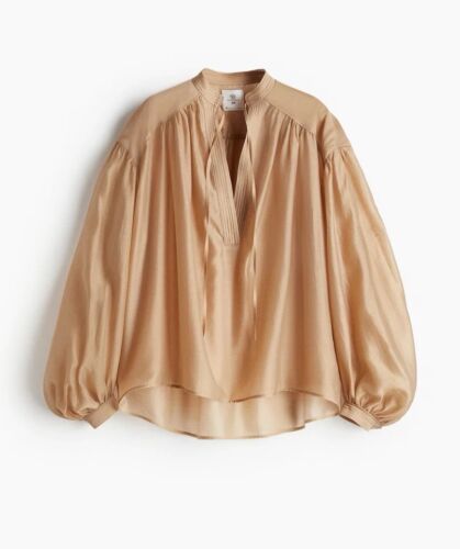 new H&M HM h m x THE WHITE LOTUS Balloon Sleeve Blouse top XL extra large
