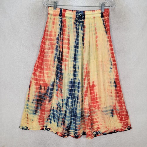 Yellow Tie Dye Womens Skirt Lightweight Flowy Sheer Hippie Midi Swing Size OS - 第 1/17 張圖片