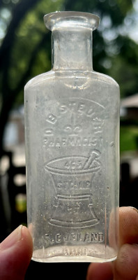 NICE D.B. STEUER PHARMACIST BOTTLE CLEVELAND, OH MORTAR & PESTLE 1890'S ERA L@@K