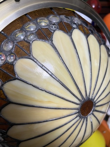 Vintage Tiffany Style Ceiling Lamp Light Shade Stained Glass Glass & Metal - Picture 7 of 11