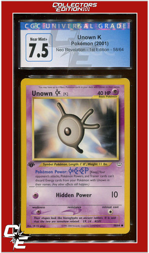 Unown [K] (1st Edition) graded CGC 7.5 for sale on eBay