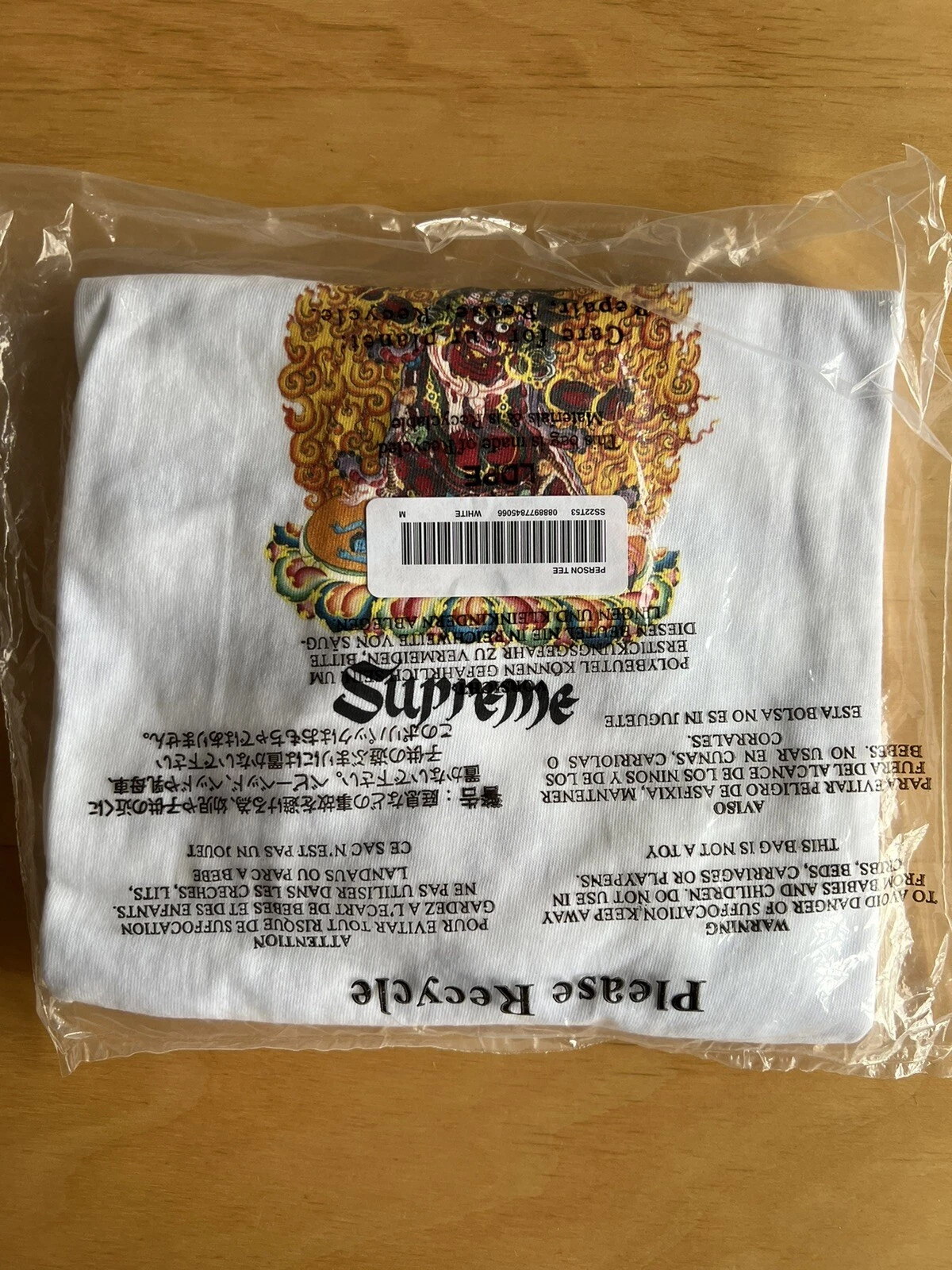 Tee shirt Supreme Person blanc moyen flambant neuf SS22 100 % authentique EN MAIN