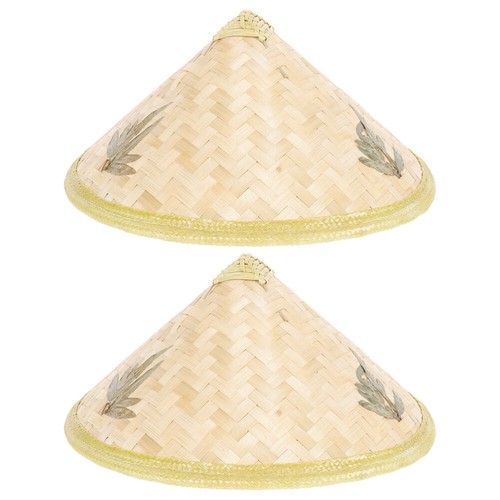 2pcs Braidedhat Japanese Oriental Hat Vietnamese Hat Rice Paddy Hat