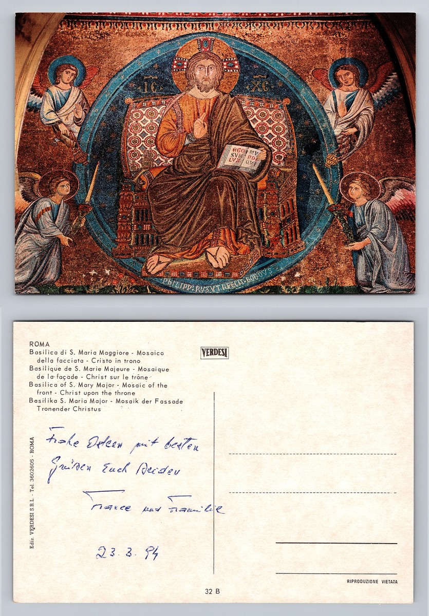 Mosaic of Christ at Basilica di Maria Maggiore Postcard from