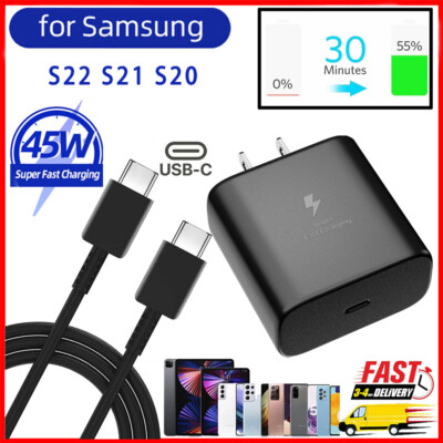 45W Super Fast Wall Charger+ 6FT Cable For Samsung Galaxy S21+ S22 S23 Note 20