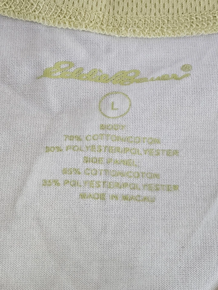 Camiseta sin mangas Eddie Bauer para mujer grande amarilla blanca ropa deportiva sin mangas L entrenamiento  Foto 3 de 4