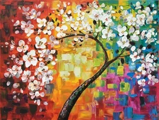 Hand-painted "Abstract Season Flowers Memory" painting Original