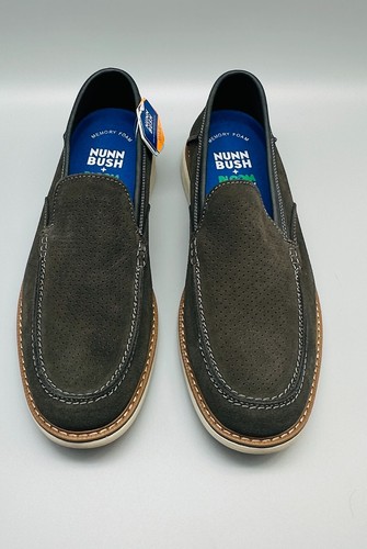 Nunn Bush Men's Loafers Otto EZ Slip On Size 11.5 Moc Toe Leather Suede Gray NEW - Picture 3 of 16