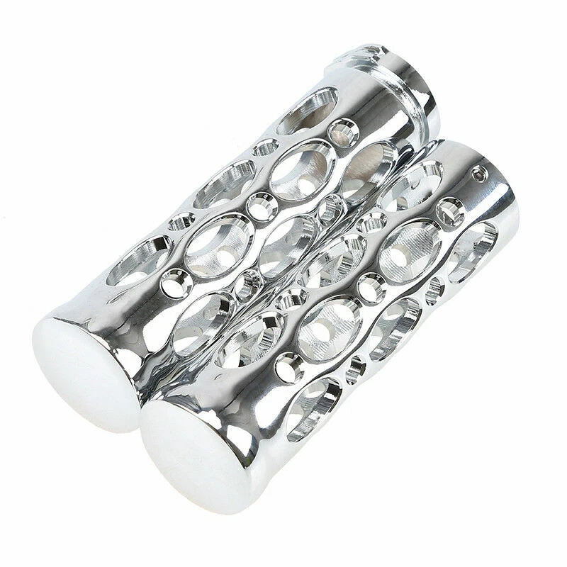 Chrome 1" Motorcycle Handle Bar Hand Grips for Harley Chopper Cafe Racer Bobber - Image 4 of 4