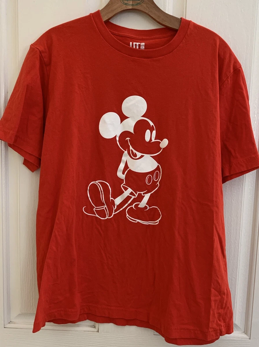 Uniqlo UT X Disney Mickey Mouse Men s Red T Shirt Size L eBay