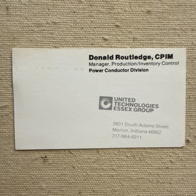 Vintage Business Card United Tech Technologies Essex Group Marion Indiana